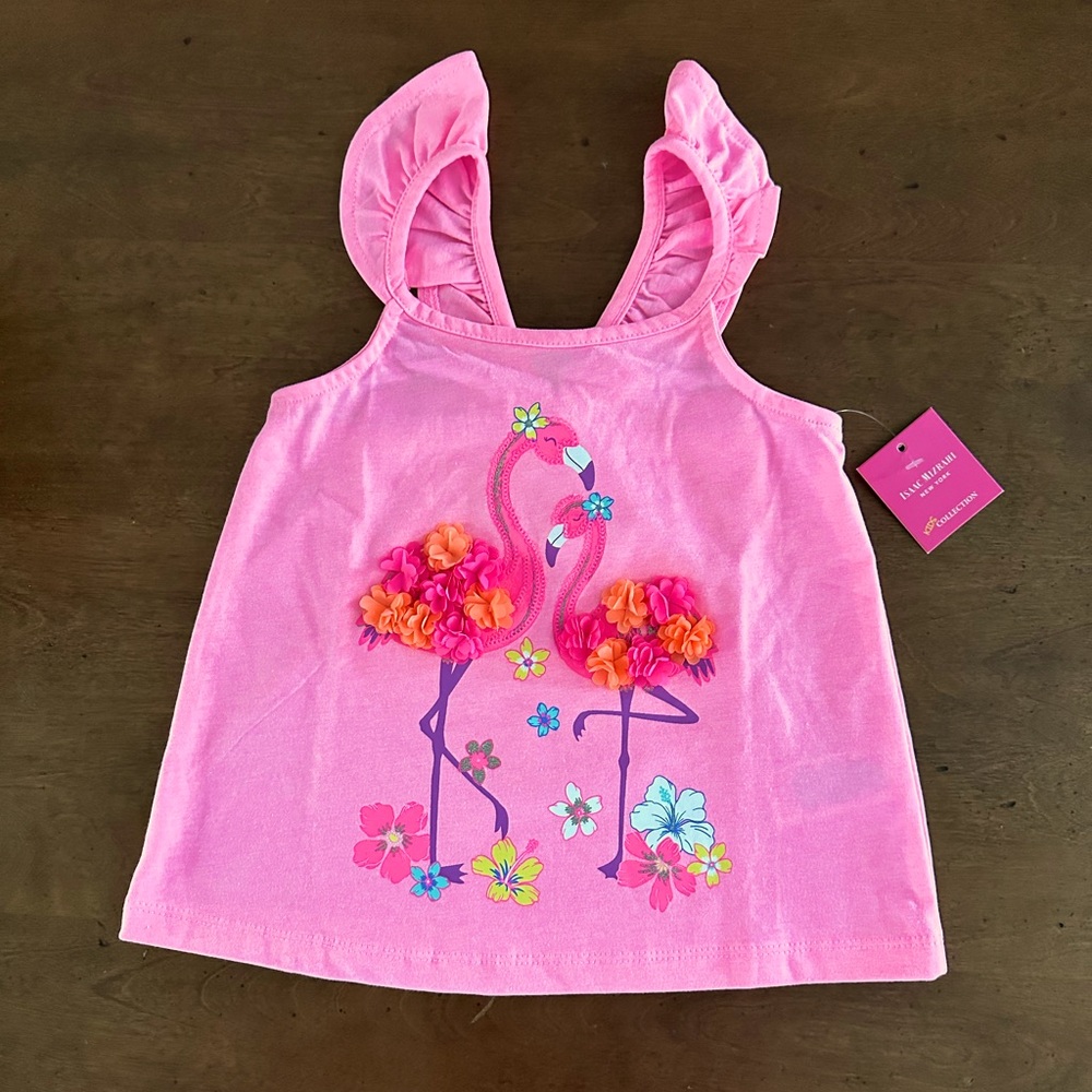 Hot pink Flamingo ruffle tank sleeveless shirt size xsmall